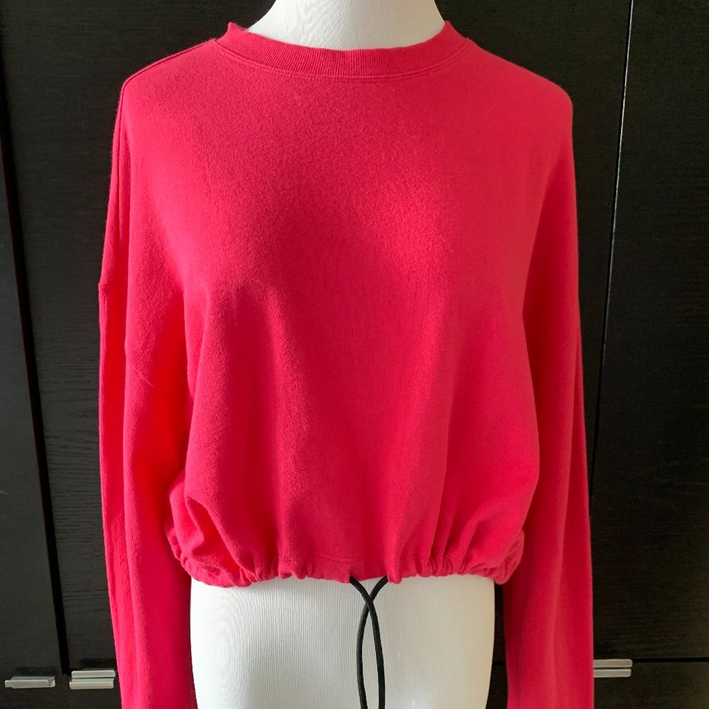 Cropped Drawstring Sweatshirt Small Adjustable - image 6